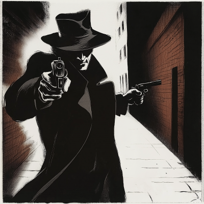 1920s Dark Alley Comic Art