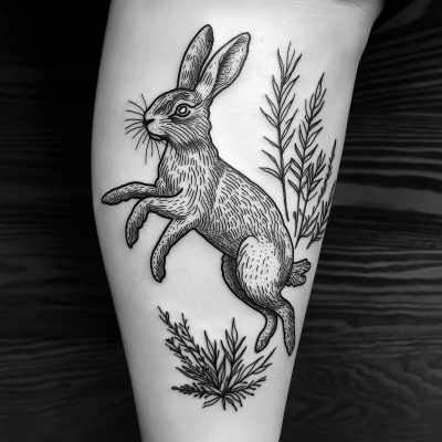 Hare Jumping Tattoo