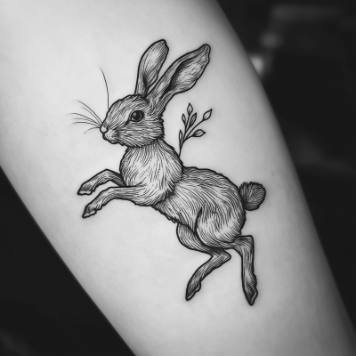 Hare Jumping Tattoo