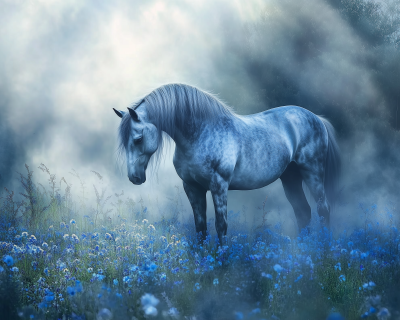 Dreamlike Blue Horse