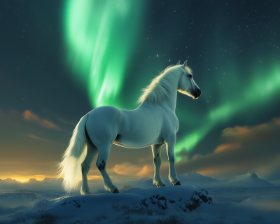 Majestic Horse Under Aurora