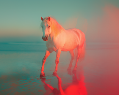 Beautiful White Horse at Dawn