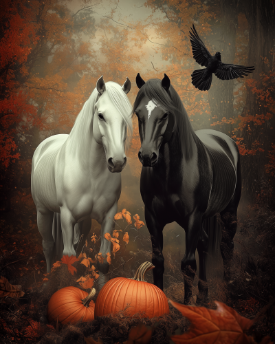 Haunting Horses on Halloween Night
