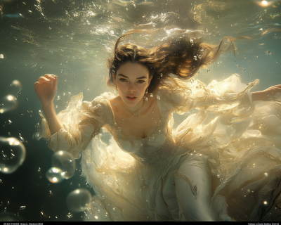 Vintage Superwoman Underwater