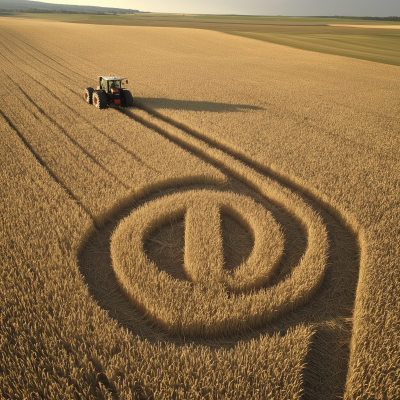 Wheat Field with Tractor Trail