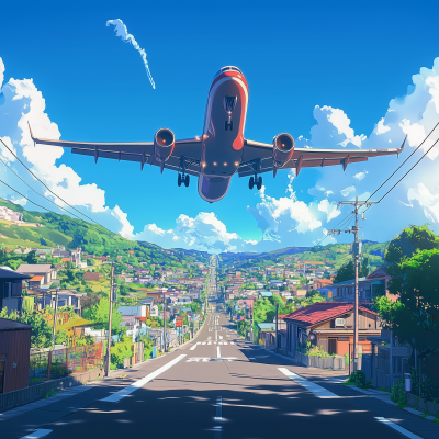 Colorful Anime Plane Takeoff