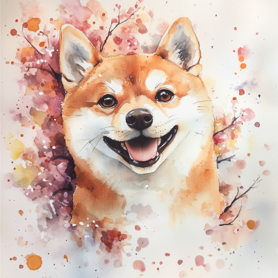 Watercolor Shiba