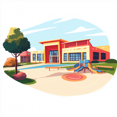 Kindergarten Building Illustration