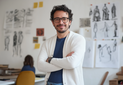 Smiling Carpenter in Studio