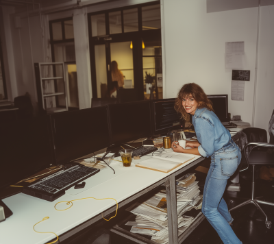 Eccentric Woman at Desk