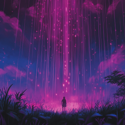 Neon Rain Silhouette