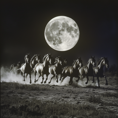 Galloping Horses Under the Moon