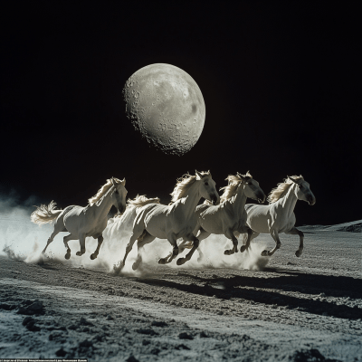 Galloping Horses Under the Moon