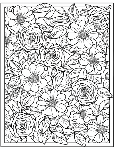 Floral Frame Coloring Page