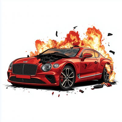 Wrecked Bentley Cartoon