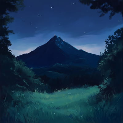 Nighttime Mountain Landscape