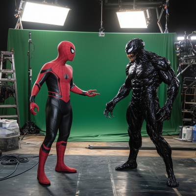 Spiderman and Venom in Green Screen Studio