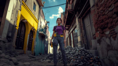 Woman in Purple T-Shirt