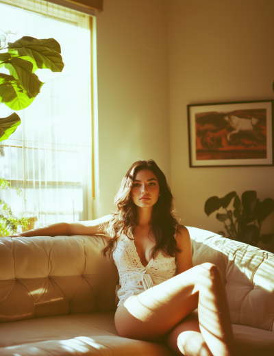 Elegant Woman on Sofa