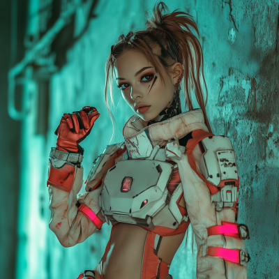 Cosplay of Mercy in Cyberpunk Theme