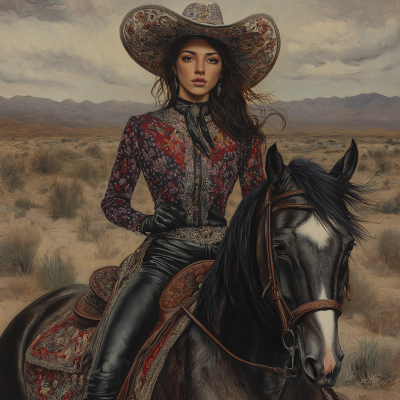 Mexican Outlaw Cowgirl in the Desert