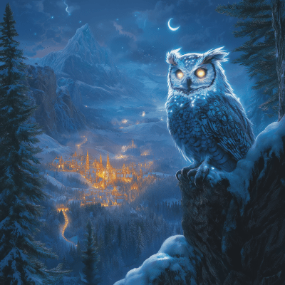 Astral Horned Owl in the Mountains