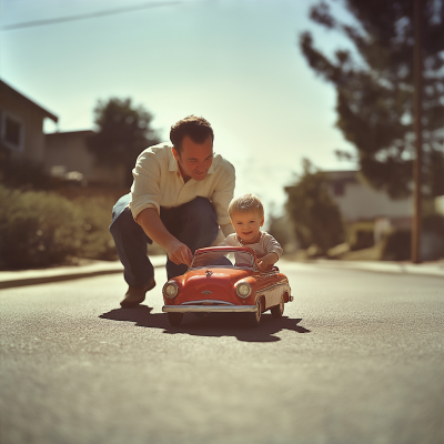 Vintage Father and Son Moment