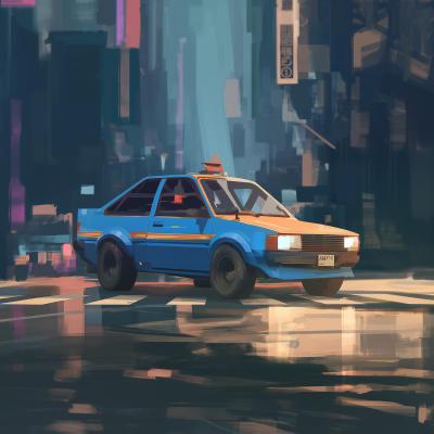 Cyberpunk Small City Car