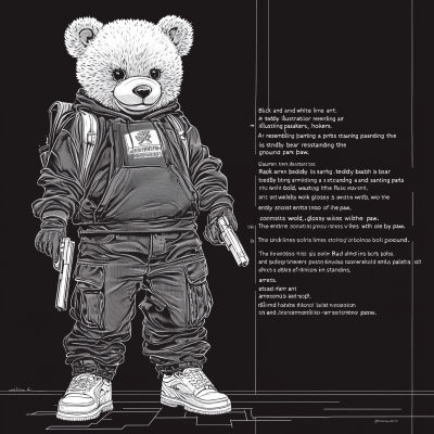 Teddy Bear with Sneakers and Pistol