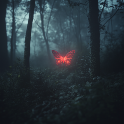 Crystalline Butterfly in Dark Forest