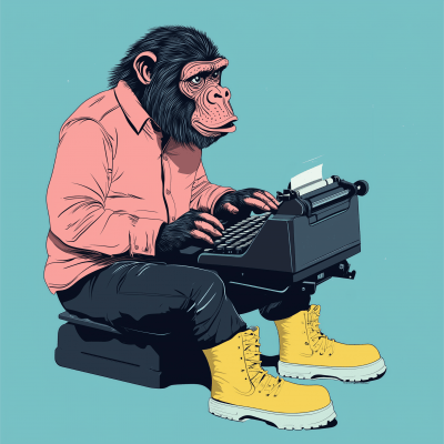 Humorous Baboon Typist