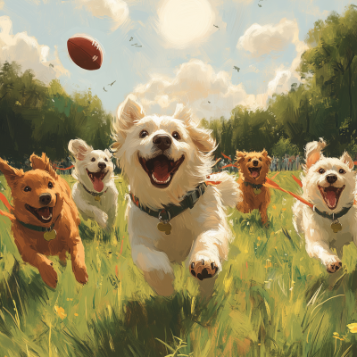 Dogs Playing Flag Football