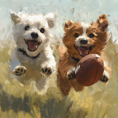 Dogs Playing Flag Football