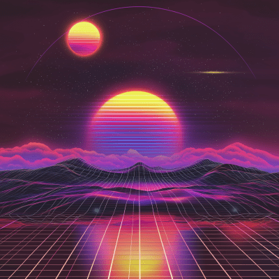 1980s Synthwave Abstract Background