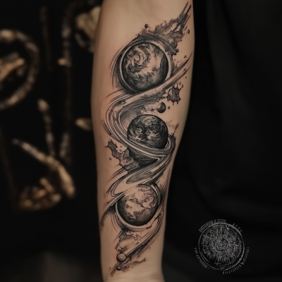 Cosmic Forearm Tattoo Design