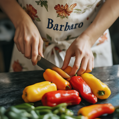 Chef Slicing Peppers