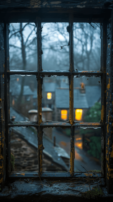 Nighttime View from an Old Window