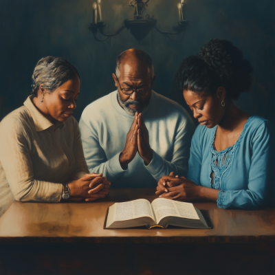 Family Devotion in a Cozy Kitchen