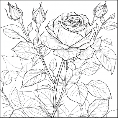 Adult Coloring Book Rose