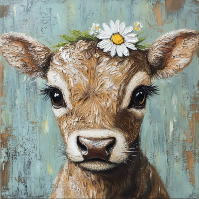 Calf with Daisy