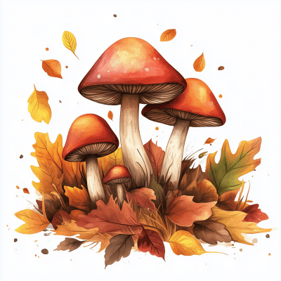 Whimsical Mushrooms in Autumn