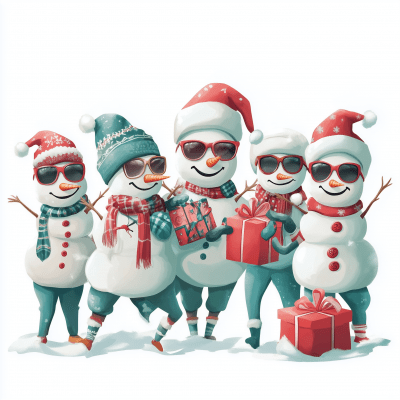 Stylish Snowmen with Sunglasses