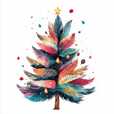 Bohemian Feathers Christmas Tree