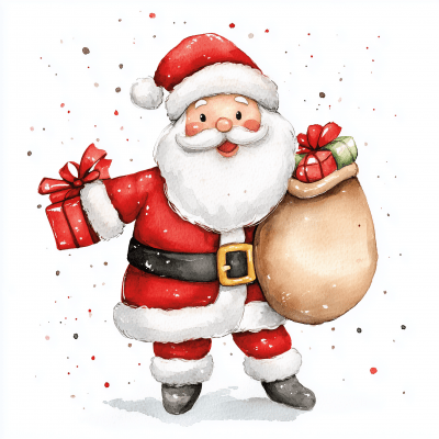 Cheerful Santa Claus with Gifts