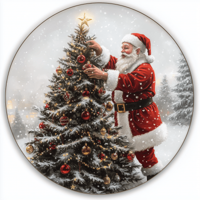 3D Santa Claus with Christmas Tree