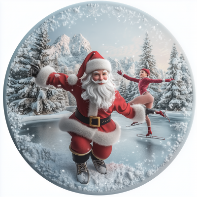 Santa Claus with Ice Skaters