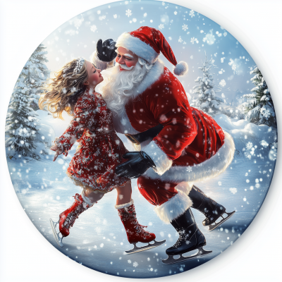 3D Santa Claus with Ice Skaters