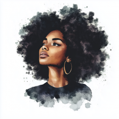 Innovative Black Girl Afro Watercolor