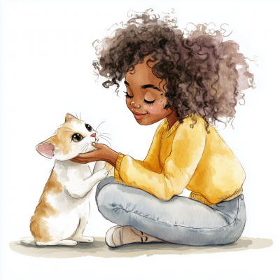 Joyful Girl with Pet