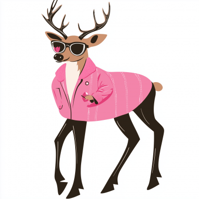 Retro Reindeer Christmas Clipart